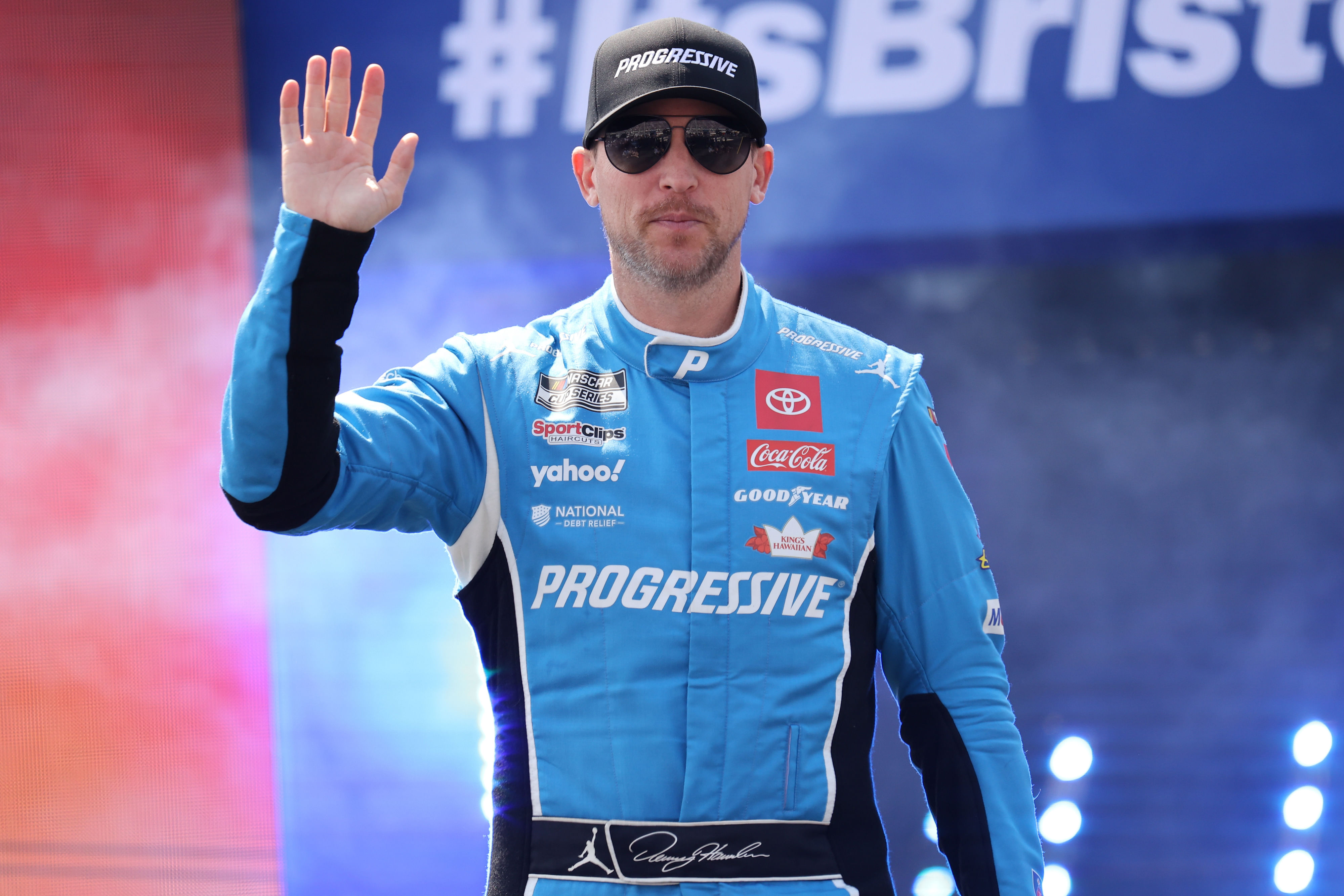 Denny Hamlin during the 2025 Food City 500 - Source: Imagn